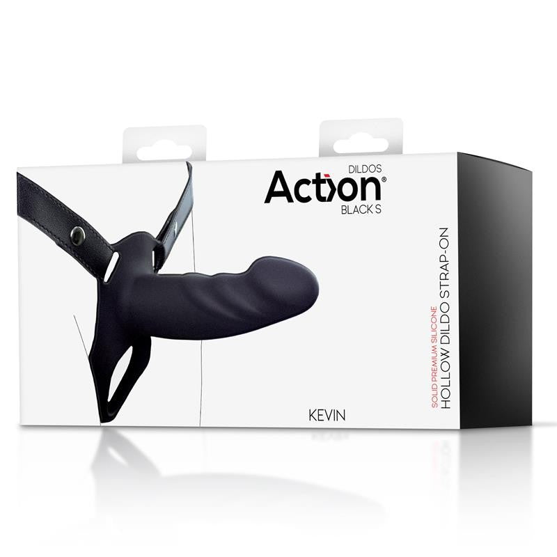 Arnés Strap-On con Dildo Hueco Silicona Talla S Negro - Action - Arneses con pene o dildo Strap-On (10)