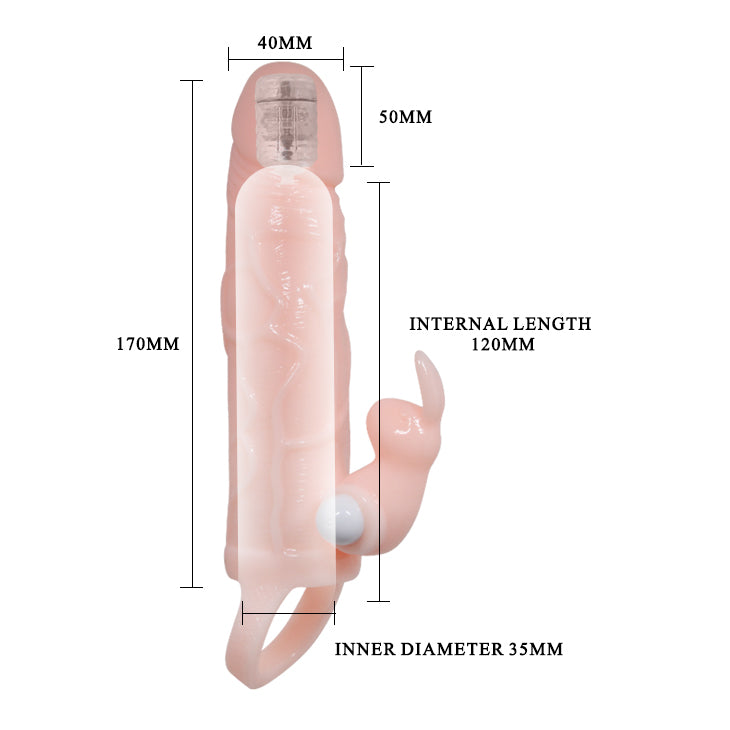 Funda pene con rabbit vibrador 16.5 cm - BaileforHim - Fundas para el pene (3)