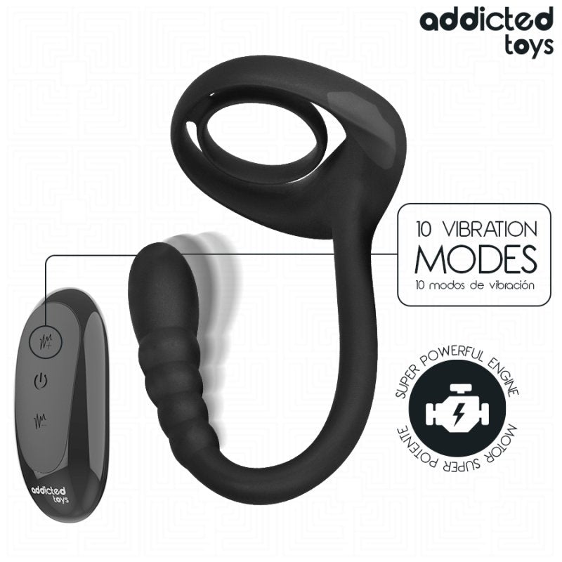 Anillo Pene con Vibrador Anal Control Remoto - Addicted Toys - Anillo vibrador para el pene (con y sin vibración) (4)