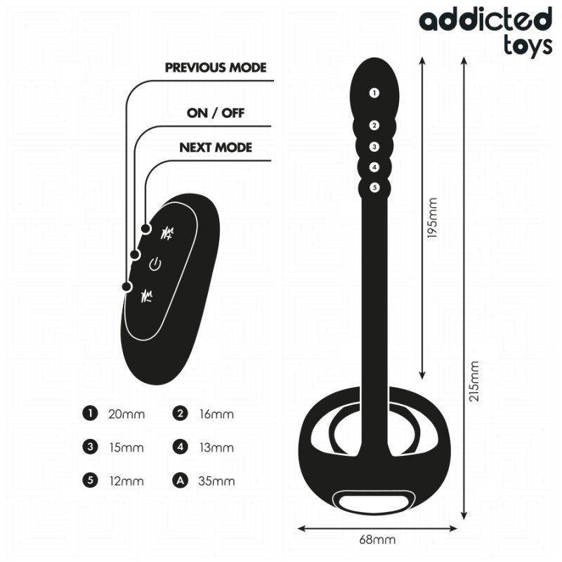 Anillo Pene con Vibrador Anal Control Remoto - Addicted Toys - Anillo vibrador para el pene (con y sin vibración) (6)