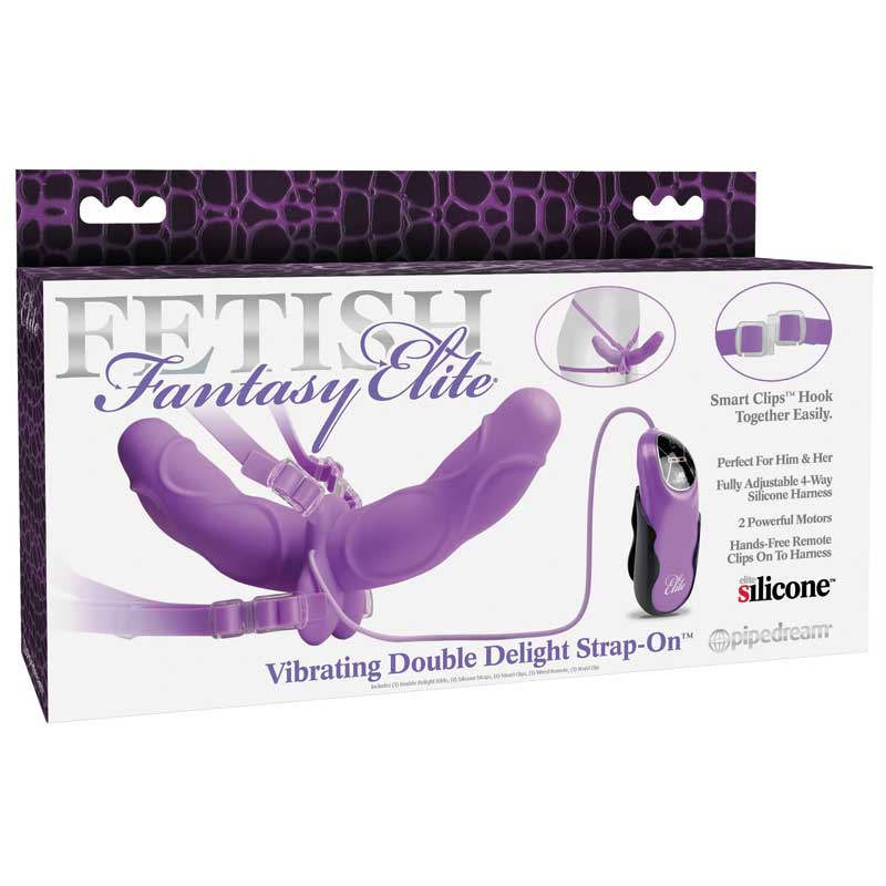 Pipedream Fetish elite double delight arnes vibrador lila 11.5cm dildos de calidad superior PD4540-12 Fetish elite double delight arnes vibrador lila 11.5cm