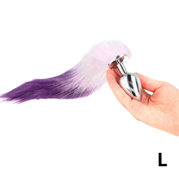 Plug Anal con Cola Púrpura y Blanco Talla L - Kink - Plugs anales