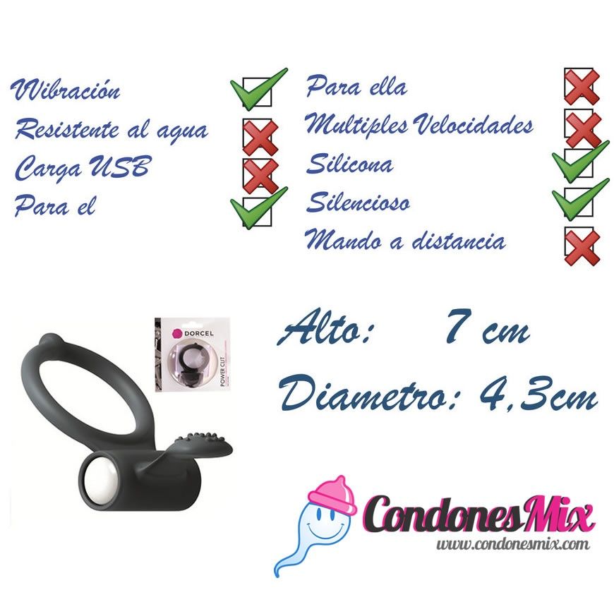 Marc Dorcel Anillo vibrador Power Clit, perfecto para potenciar erecciones. Además de gracias a sus vibraciones, estimulará el clítoris. Power Clit