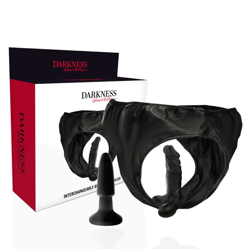 Panties con plug y dildo intercambiable - Darkness - Plugs anales