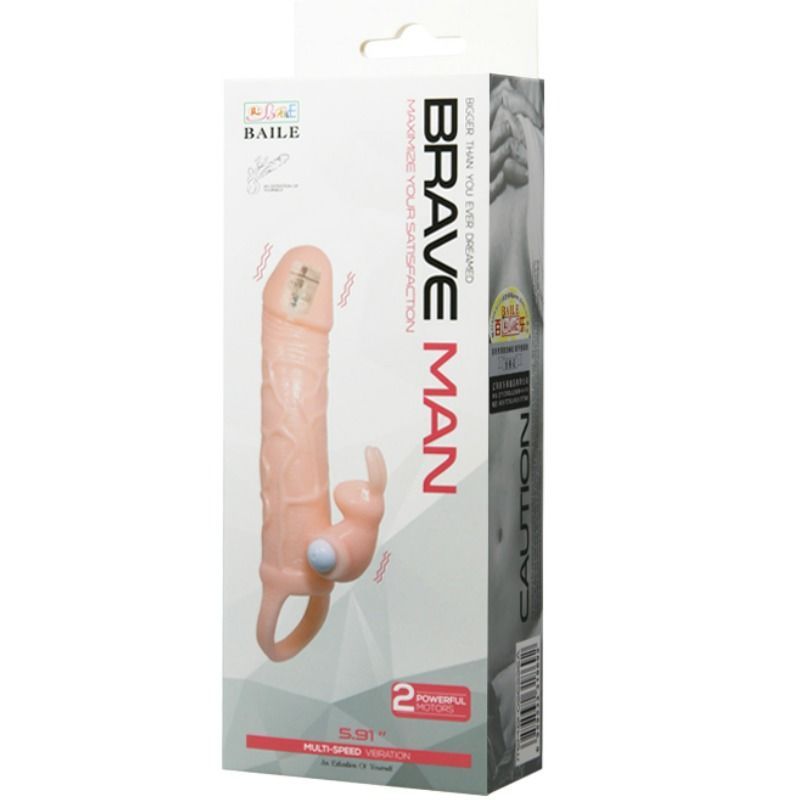 Funda pene con rabbit vibrador 16.5 cm - BaileforHim - Fundas para el pene (9)