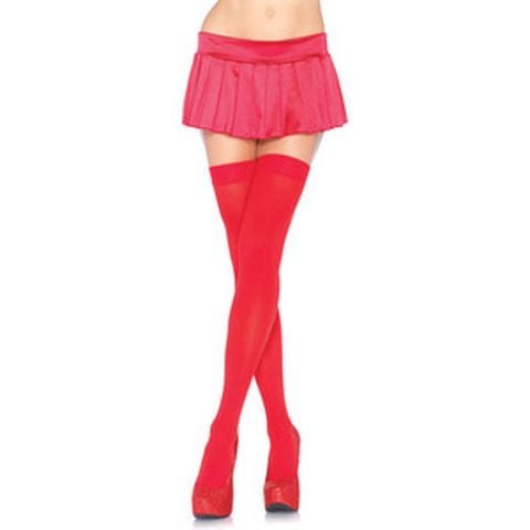 Medias opacas de nylon rojo - LegAvenue - Lencería erotica