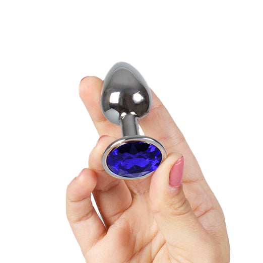 Azul Plug metalico S con brillante - Secret Play - Joyas Anales