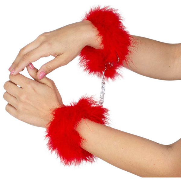 Esposas marabú rojo - Secret Play - Esposas para BDSM