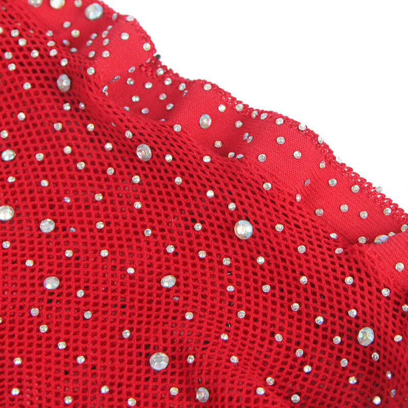 Bodystocking 952181 Rojo con brillantes Talla Única - Subblime - Lencería erotica (6)