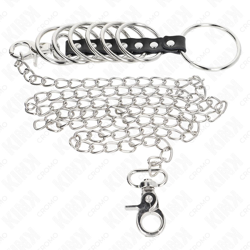 7 Anillos Pene Metal con Cadena
