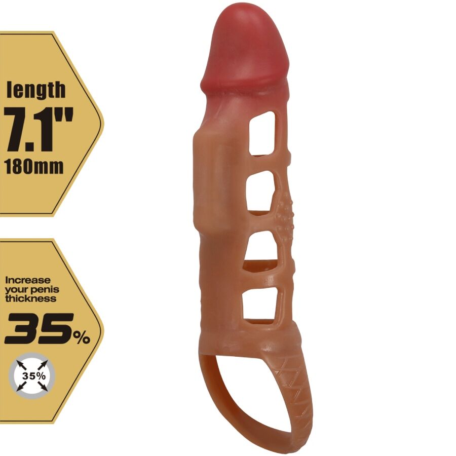 Funda extensora con vibración y strap 13.5 cm - PrettyLove - Fundas para el pene (4)