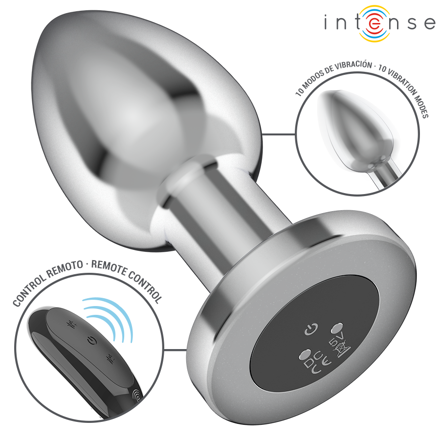 Plug Anal Metal con Vibración Talla L - Intense - Plugs anales (2)