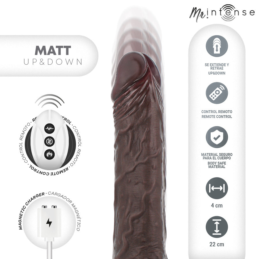 Dildo Vibrador Matt Marrón con Sube y Baja - Intense - Vibradores (4)