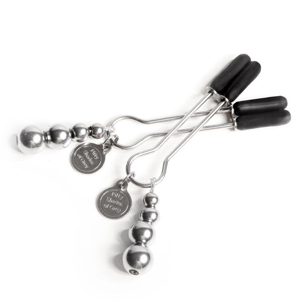 50 Sombras de Grey Pinzas ajustables con pesas de metal. Pinzas Pezones Metal