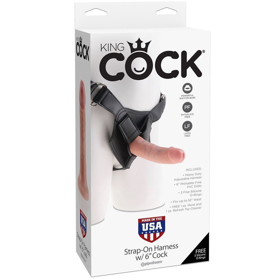 Arnes con pene realistico 15.20 cm - KingCock - Arneses con pene o dildo Strap-On (2)