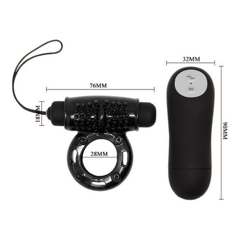 Baile Control Remote Black 20V Ring - Baile - Anillo vibrador para el pene (con y sin vibración) (3)