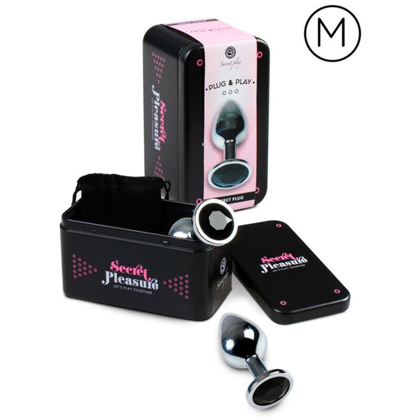 Plug metalico M negro con brillante - Secret Play - Plugs anales