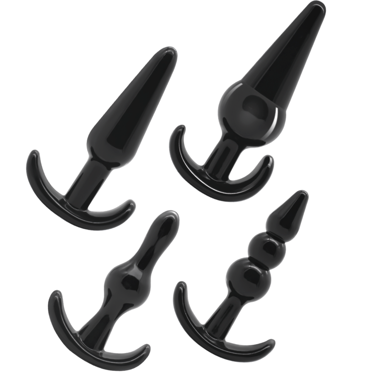 Kit 4 Plugs Negro - Addicted Toys - Plugs anales (2)