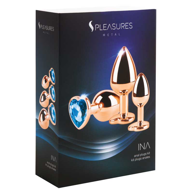 Kit 3 Plugs Metal Ina Azul - S Pleasures - Plugs anales (3)