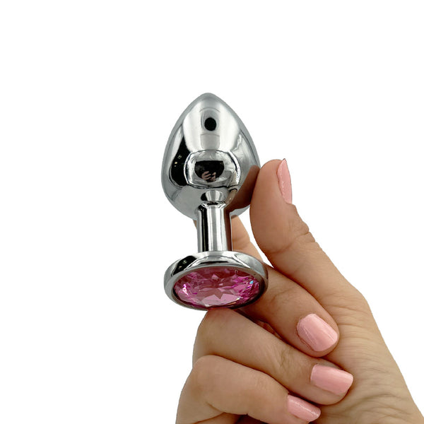 Plug Metalico M con brillo Plata 8 cm - WhitePleasures - Plugs anales