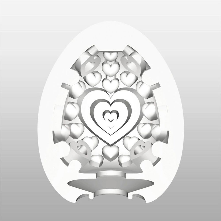 Tenga Huevo masturbador masculino con un relieve interior en forma de corazones. Modelo de forma transparente. Tenga Egg Lover