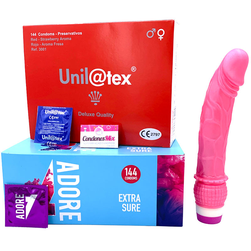 288 Condones y vibrador gratis - Adore - ¡Packs ahorro!