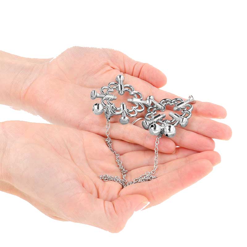 Pinzas Pezones Flor Metálica con Cadena - Kink - Kits para BDSM (3)