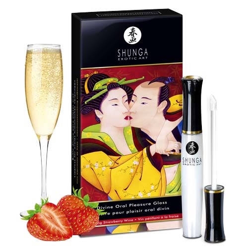 Brillo Labial Divino Placer Oral Fresas - Shunga - Estimulantes sexuales