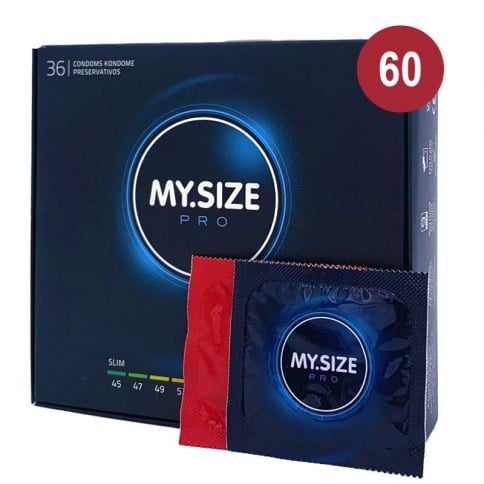 MySize Preservativos de Forma Recta para que se ajusten mayor a ti, busca entre los 7 tamaños diferentes para más comodidad. Talla 60 Talla 60 caja 36 uds